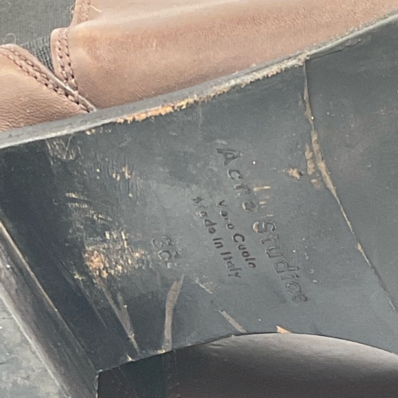 “ACNE STUDIO” “JENSON” Brown Leather Ankle Boots - Picture 9 of 16